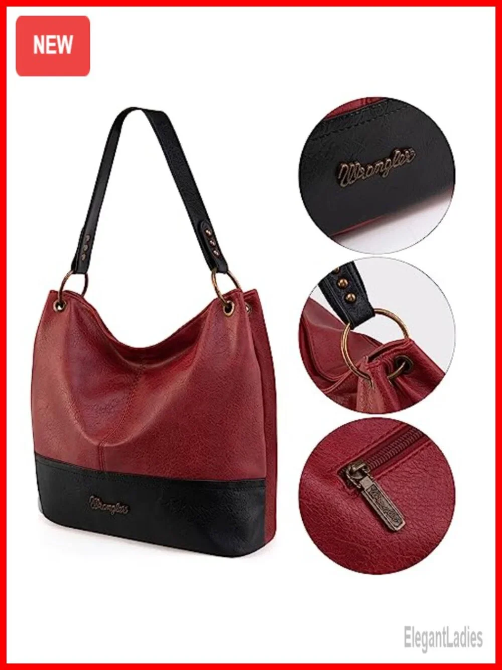 Vegan Leather Hobo Bag Top Handle Shoulder Purse Two Tone